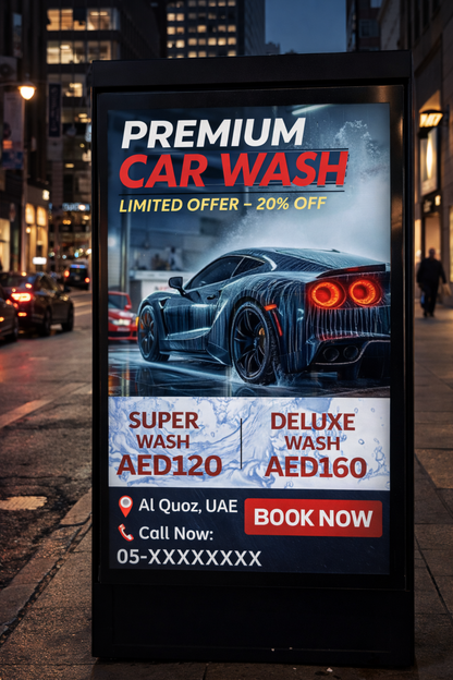 Car Wash Promotional Poster Template – Digital Download