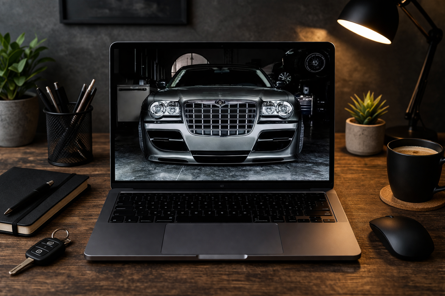 Luxury Black Sedan Automotive Wall Art – Digital Download