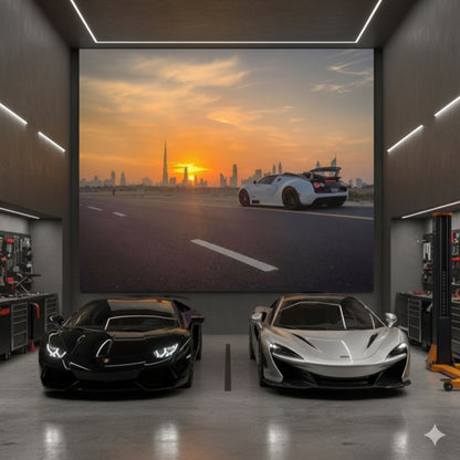 Luxury Sports Car Dubai Sunset Wall Art – Digital Download