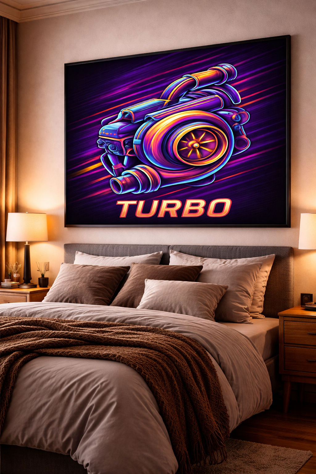Neon Turbo Mobile Cover Design – Automotive Digital Download