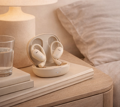 SafeBuds™ Wireless Earbuds – Premium Sound & Comfort (Beige & Black)