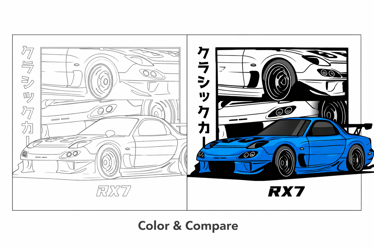Sports Car Coloring Book – Digital Download (PDF)