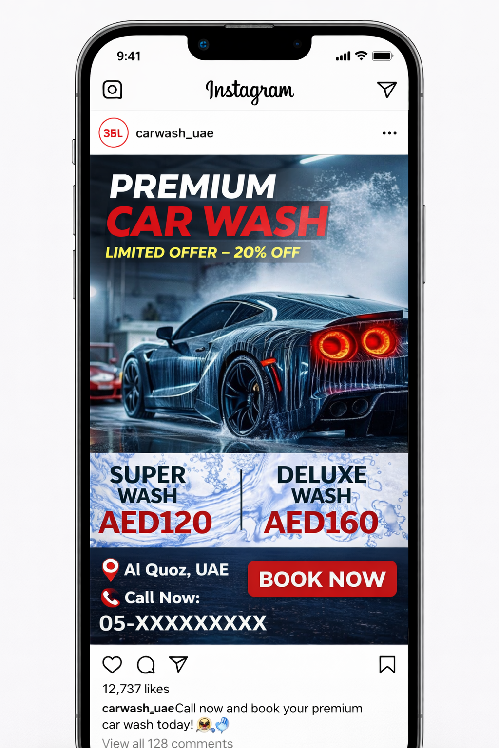 Car Wash Promotional Poster Template – Digital Download