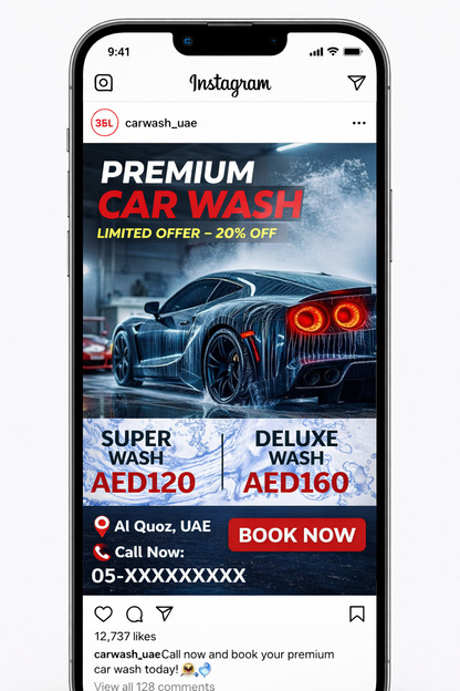 Car Wash Promotional Poster Template – Digital Download