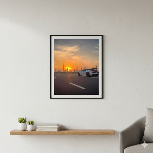 Luxury Sports Car Dubai Sunset Wall Art – Digital Download