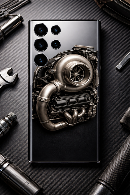 Realistic Turbo Engine Mobile Cover Design – Digital Download