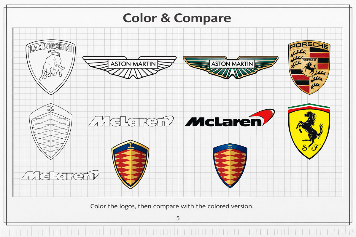 Sports Car Coloring Book – Digital Download (PDF)