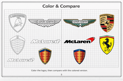 Sports Car Coloring Book – Digital Download (PDF)