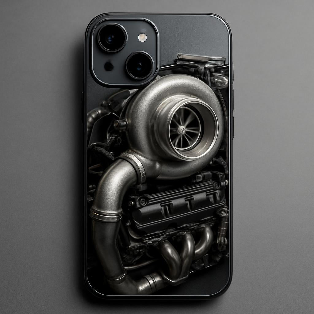 Realistic Turbo Engine Mobile Cover Design – Digital Download