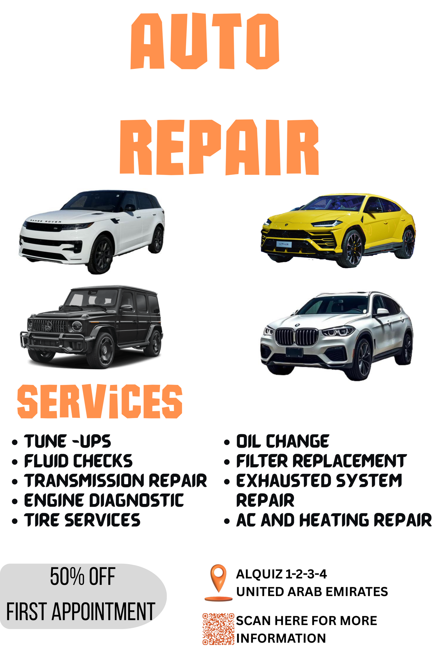 Auto Repair Services Poster Template – Digital Download