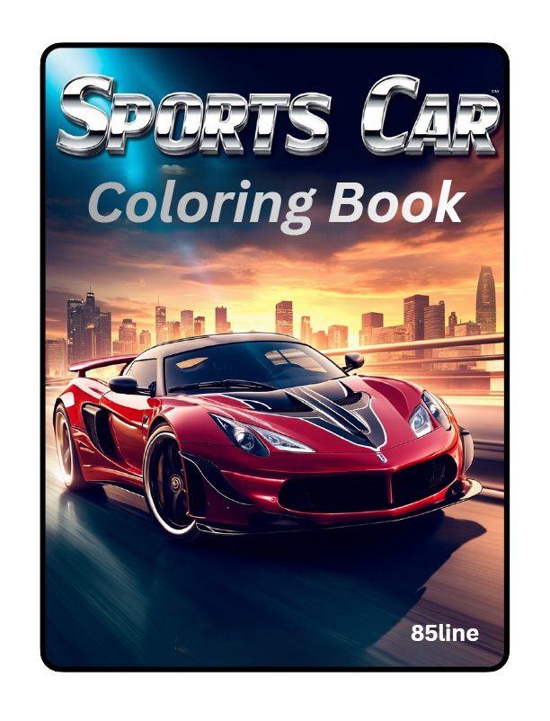 Sports Car Coloring Book – Digital Download (PDF)