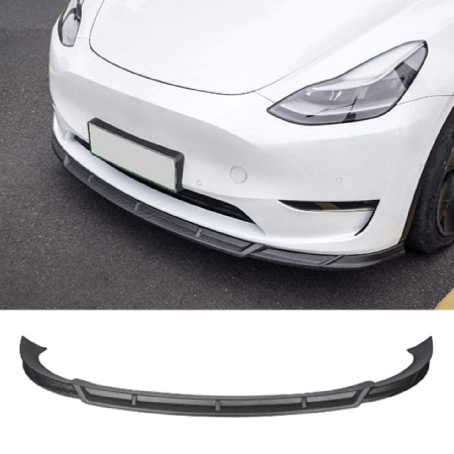 Front Lip Splitter for Tesla Model Y – Matte & Glossy Carbon Fiber Options