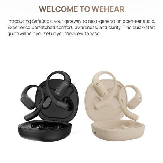 SafeBuds™ Wireless Earbuds – Premium Sound & Comfort (Beige & Black)