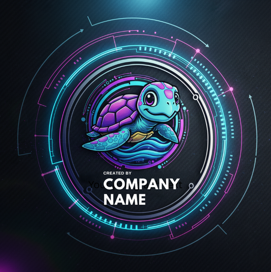 Futuristic Turtle Mascot Logo – Neon Tech Style (Digital Download)