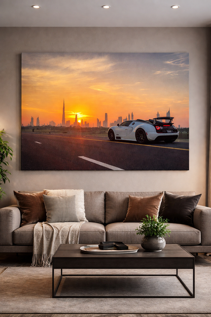 Luxury Sports Car Dubai Sunset Wall Art – Digital Download