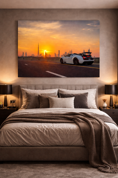 Luxury Sports Car Dubai Sunset Wall Art – Digital Download