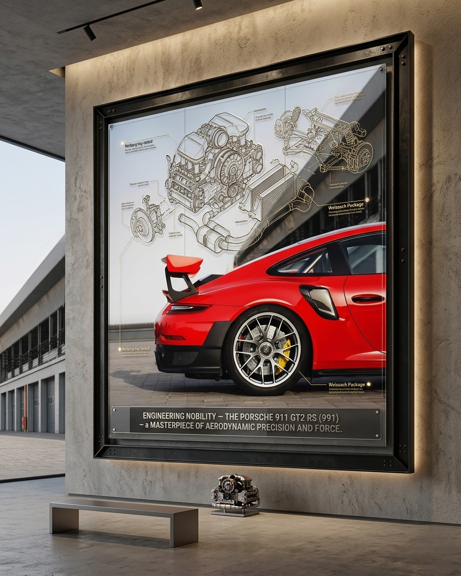 Red Supercar Rear Profile Automotive Wall Art – Digital Download