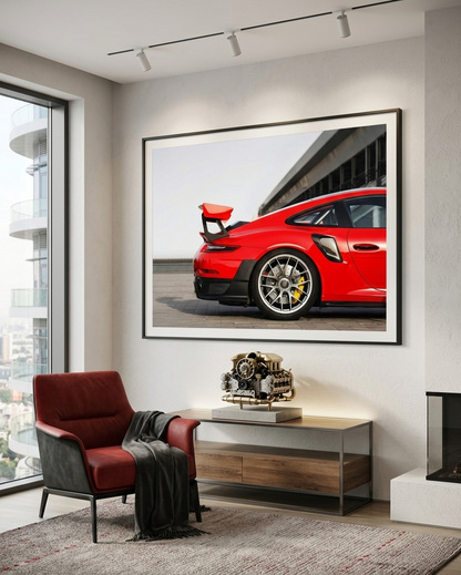 Red Supercar Rear Profile Automotive Wall Art – Digital Download