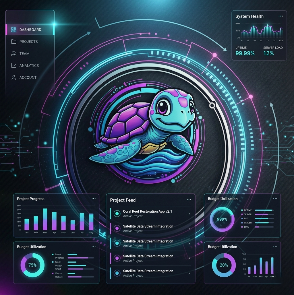 Futuristic Turtle Mascot Logo – Neon Tech Style (Digital Download)
