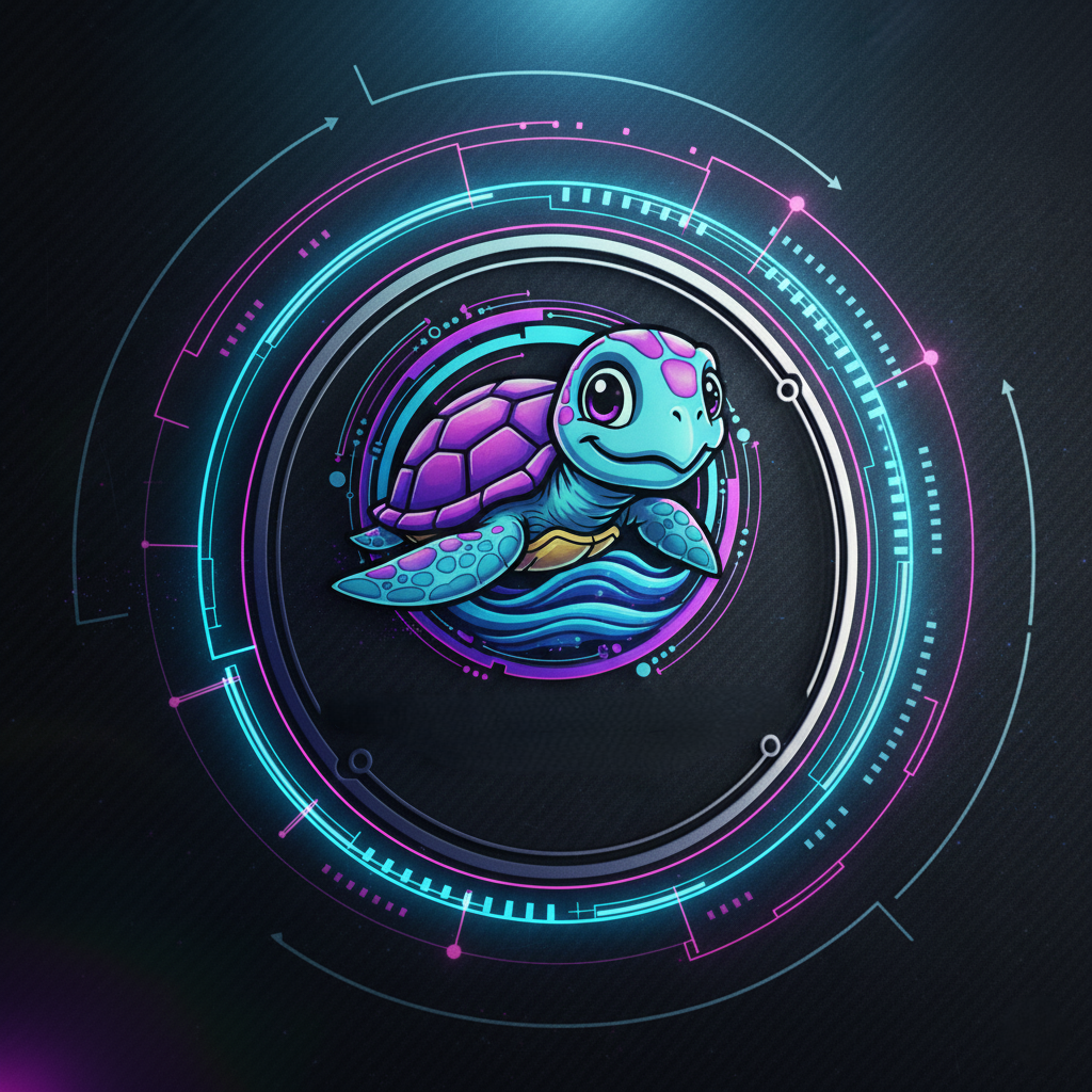 Futuristic Turtle Mascot Logo – Neon Tech Style (Digital Download)