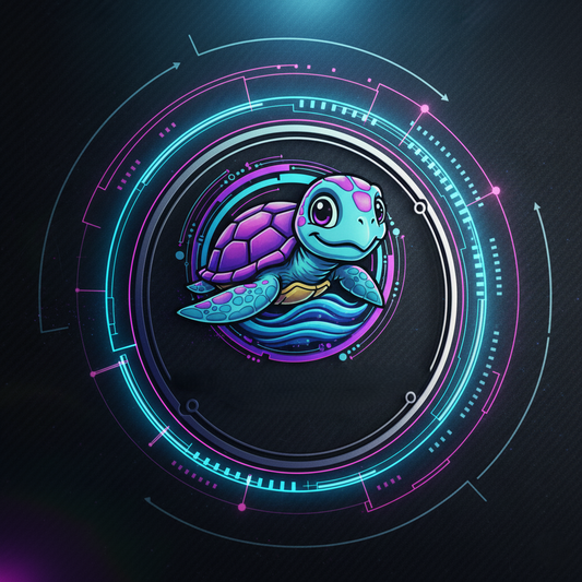 Futuristic Turtle Mascot Logo – Neon Tech Style (Digital Download)
