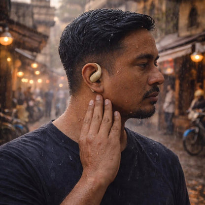 SafeBuds™ Wireless Earbuds – Premium Sound & Comfort (Beige & Black)